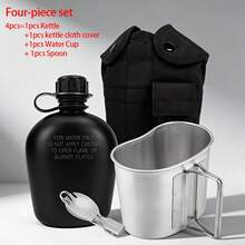 2/4pcs Portable Water Bottle Set, 1L Large Capacity Outdoor Sports Water Bottle, Suitable For Outdoor Camping, Hiking, Backpacking And Survival Use - Black - View 11