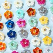 200pcs/50pcs Acrylic Beads, 0.55In/14mm Flower Shape, With Different Gradient Designs, Durable And Fade-Resistant, Perfect For Making DIY Earrings And Other Jewelry Crafts - Mixed Colors - View 4