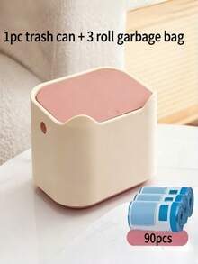 4-Piece Set Enclosed Cat Litter Trash Can (Includes 3 Rolls Of Dedicated Trash Bags, Random Color), Odor-Proof Press-Type Lid Trash Bin, Durable And Space-Saving Cat Litter Scoop - Multicolor - View 9
