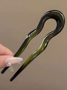 6/3/1pc U-Shaped Wavy French Hair Fork, Tortoise Shell Acetate Fiber Geometric Hair Clip, Women's Updo Hair Accessory, Perfect Halloween Gift For Women - Multicolor - View 11