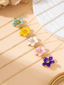 1pc Sweet Delicate Summer Vacation Vibe Cute Fairy Style Handmade Colorful Enamel Plumeria Pendant Necklace For Women - Plumeria - View 8