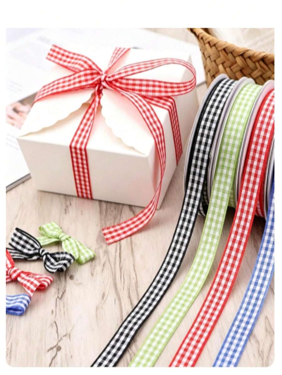 1/2/4PCS Red And White Plaid Ribbon, Valentine's Day Bow Ribbon, Suitable For Party Decoration, Holiday Food Gift Wrapping, Simple And Atmospheric Creative Gift - Multiple Styles - View 1