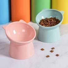 Raised Cat Bowls Set Of 3 - Cat-Ear Shaped Elevated Feeder With Anti-Slip Base, Neck Comfort Design - Tri-Color Feeding Dish For Pets (Pink/Green/Blue) - Blue, Pink, Green 3-piece Set - View 9