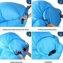 1pc Portable Inflatable Sofa Lounge Chair With Storage Bag, No Pump Needed Single Person Foldable Inflatable Sofa Travel Mat, Lightweight Rectangular Outdoor Seat, Suitable For Camping, Beach, Picnic, Backyard, Festival, Concert, Travel And Nap - Multicolor - View 6