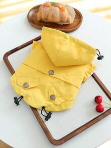 PETCIRCLE 1PC Pet Raincoat For Small Dogs, Puppies And Cats, Simple Solid Color Windproof And Waterproof Daily Walking With Hood - Yellow - Yellow - View 5