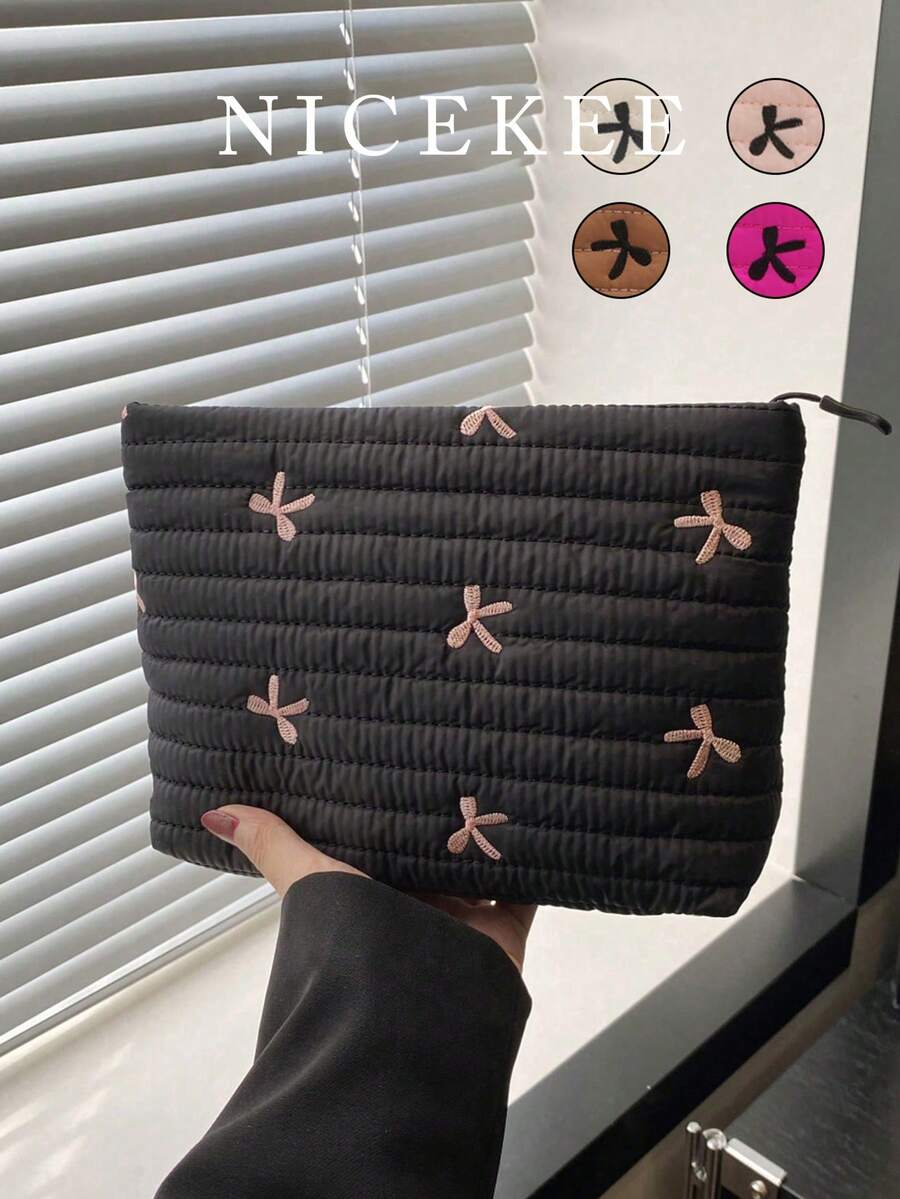 Nicekee Simple And Atmospheric Retro Practical Texture Quilted Clutch With Butterfly Print Design, Suitable For Outdoor Camping And Short Trips. - Multicolor - View 1