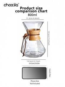 choxila 1pc Glass Pour Over Coffee Pot, Modern Wooden Frame Glass Coffee Pot - Coffee Pot - View 9