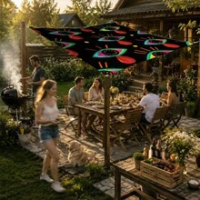 1pc Neon Tear Drop Print Sun Shade Sail, Modern Style, Large Size, UV Protection, Sturdy & Durable, Easy Installation, Suitable For Beach, Garden, Patio, Yard, Includes Rope - Multicolor - View 4
