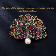 1pc Elegant Alloy Colorful Rhinestone Random Peacock Tail Faux Pearl Brooch, Suitable For Women's Party Wear - Phoenix - View 9