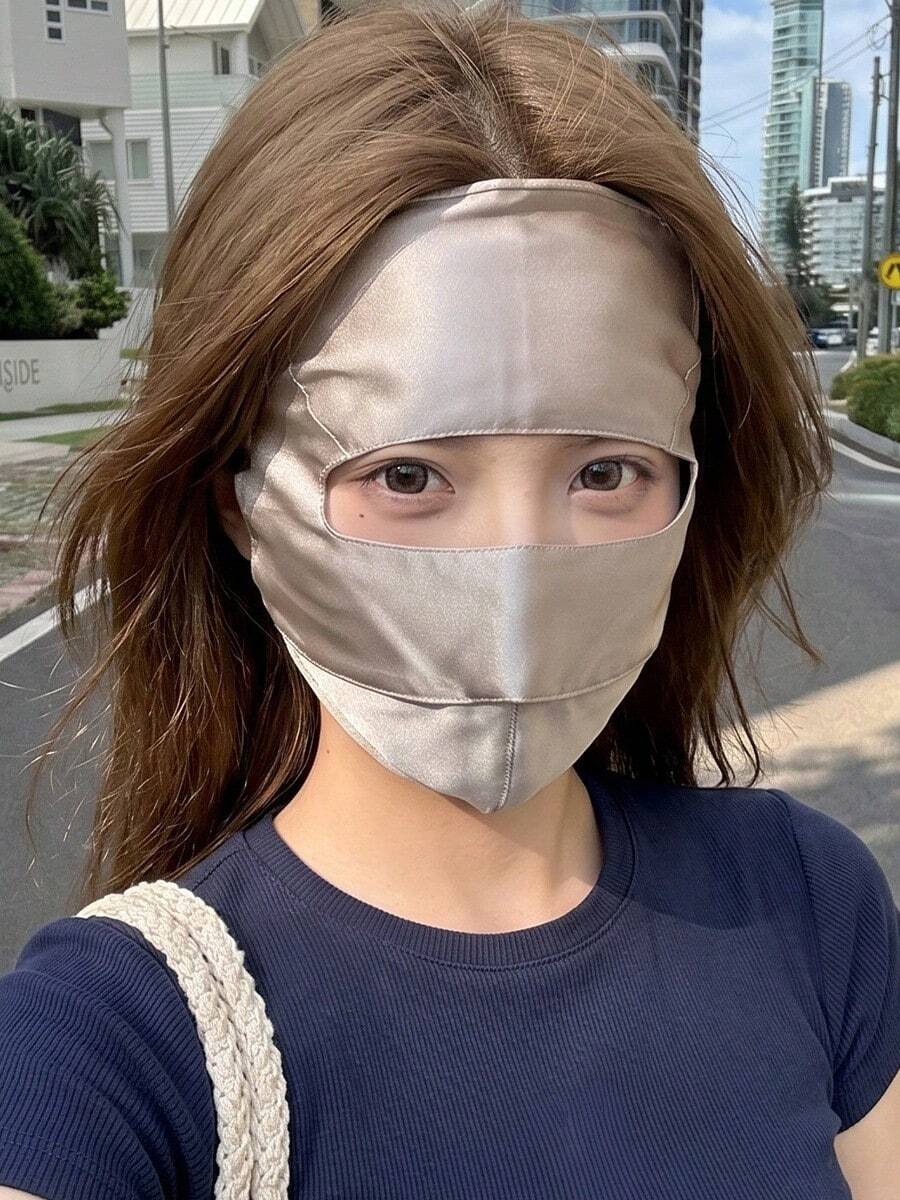 1 buah Masker Wajah Sutra Mulberry Musim Panas Wanita, Perlindungan UV Seluruh Wajah, Bernapas & Lembut, Cocok Untuk Mengemudi, Pantai, Perjalanan, dan Perjalanan Harian
