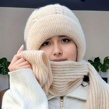 1pc Women's Fashion Warm Knitted Hat, Ear Protection Windproof Thickened Winter One-Piece Beanie, Solid Color Warm Ear Cover, Winter Hat, Christmas Gift, Winter Essential, Halloween Gift, 5 Colors Available - Multicolor - View 8