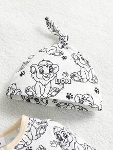 Bộ 5 món cho bé sơ sinh: mũ sư tử dễ thương, yếm, bao tay và bộ romper bò - Màu vàng - Xem 9