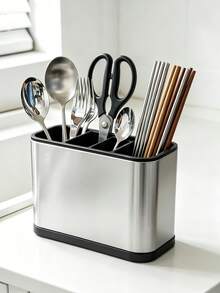 Stainless Steel Cutlery Organizer, Multi Compartment Kitchen Utensil Holder With Drainage Base, Cooking Utensils,Easy To Clean,Countertop Silverware Knife Spoon Fork Storage Caddy For Kitchen Counter - View 11