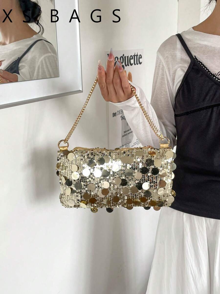 2026 New Sequin Handbag For Women, Korean Style Fashion Evening Bag, Shoulder And Crossbody Bag - Gold - View 1