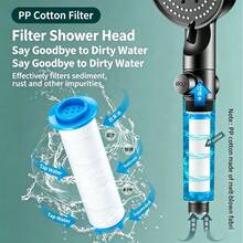 [Shower Head + 5 Filters+1.5m Shower Hose] 5-Setting Adjustable Pressure Filtered Shower Head, Handheld Shower Head With 10 Replaceable Filters, For Bathroom Showers, Outdoor Hot Water RV Showers - Shower Head + 5 Filters + 1.5m Hose - View 7
