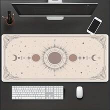 A Large Gaming Mouse Pad Featuring A Beige Background And A Sun, Moon, And Stars Pattern-Perfect As A Gift For Christmas Or Halloween. This Stylish Mat Serves As Both A Mouse Pad And A Desk Mat. - Multicolor - View 12