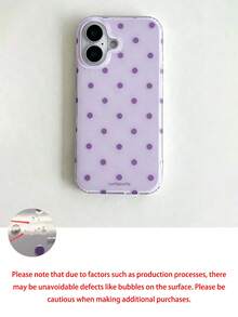 Casing Ponsel Modis dengan Desain Minimalis yang Lucu, Motif Polkadot Hitam Putih, Cocok untuk iPhone Seri 11 hingga 17, Termasuk Versi Pro dan Max. - Purple - View 4