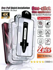 2pcs/Pack, Dust-Free Chamber High Definition Tempered Glass Screen Protector, One-Click Quick Installation, No Dust And Bubbles, Silk-Printed Edges, No Case Interference, Scratch-Resistant, Anti-Collision, High Definition Lossless Image Quality, Compatible With Screen Protector Case, Compatible With IPhone17e/17 Pro Max/17 Pro/17/16 Pro Max/16 Pro/16 Plus/16/15 Pro Max/15//14/13 And Other Models. - Clear - View 27