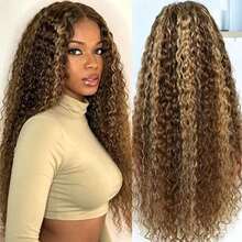 Honey Blonde Lace Front Wig 13x6 HD Deep Wave Lace Front Wigs Human Hair 250% Density Highlight Curly Human Hair Wig Pre Plucked Glueless Ombre Lace Front Wig Brazilian 4/27 Brown Colored Human Hair Wig For Women - S4/27 - 查看 7