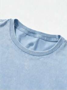 Women's Summer Casual T-Shirt, Y2K Letter & Car Print Round Neck Short Sleeve Crew Neck Tee For Holiday, Vacation, Spring Festival & Graphic Summer - 藍色1 - 查看 2
