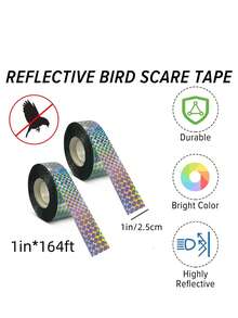 1/2pcs Bird Repellent Reflective Tape, 164ft Reflective Flash Tape, Used To Repel Birds Suitable For Outdoor, House, Garden, Patio, Orchard - Multicolor - View 3