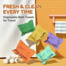 Portable Candy-Shaped Compressed Disposable Bath Towel, 140*70cm. Extra-Large Size Disposable Compressed Bath Towel. Convenient For Travel, Individually Packaged, And Very Practical. Ideal For Hotels, Guesthouses, And Bathrooms. - Multicolor - View 6