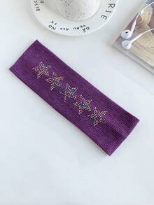 1pc Retro American Rhinestone Star Wide Elastic Headband, Fashionable Sports Headband For Women,Travel,Birthday - Multicolor - View 26