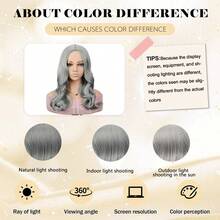 Long Gray Curly Wave Wig Middle Part Wig For Women Daily Use Wavy Wig - Multicolor - View 6
