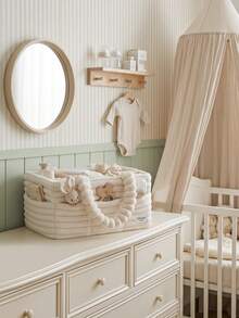 Flannel Diaper Caddy Organizer, Portable Diaper Basket, Nursery Storage Basket, Gift To Baby Shower, Newborn Essential, Registry Search Must Haves - White - View 6