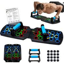 Tabla de Flexiones 28 en 1, Sistema de Flexiones Plegable Multifuncional, Equipo Profesional para Entrenamiento de Músculos del Pecho, Equipo de Gimnasio en Casa Unisex, Regalo para Entusiastas del Fitness (Mango Azul): Deportes y Aire Libre - MANGO AZUL - Ver 5