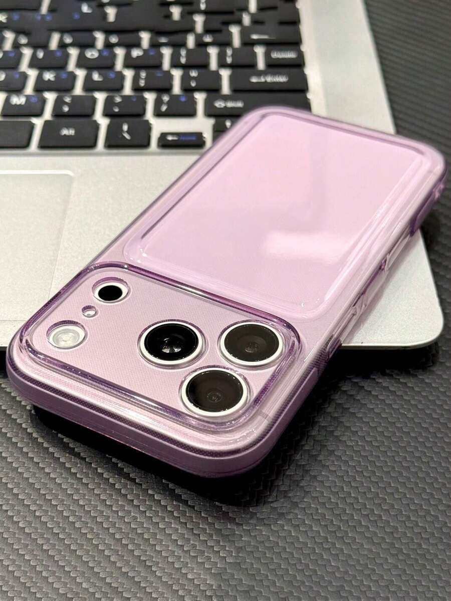 Minimalist 3D Soap-Feel Solid Color Translucent Phone Case, Compatible With IPhone 17 Pro Max 17 Pro 17 16 Pro Max 16 Pro 16 15 14 13 Pro Max, Lens Protection Back Cover - Purple - View 1