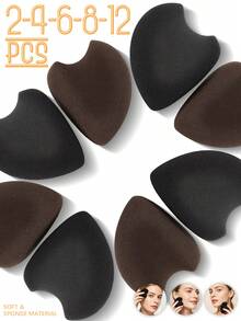 2/4/6/8/12 PCS Black & Brown Makeup Sponges, Latex Free Dual Use Wet Dry Beauty Sponges For Liquid Foundation, Cream, Powder & Concealer, Flawless Foundation Blending Applicator - Multicolor - View 1
