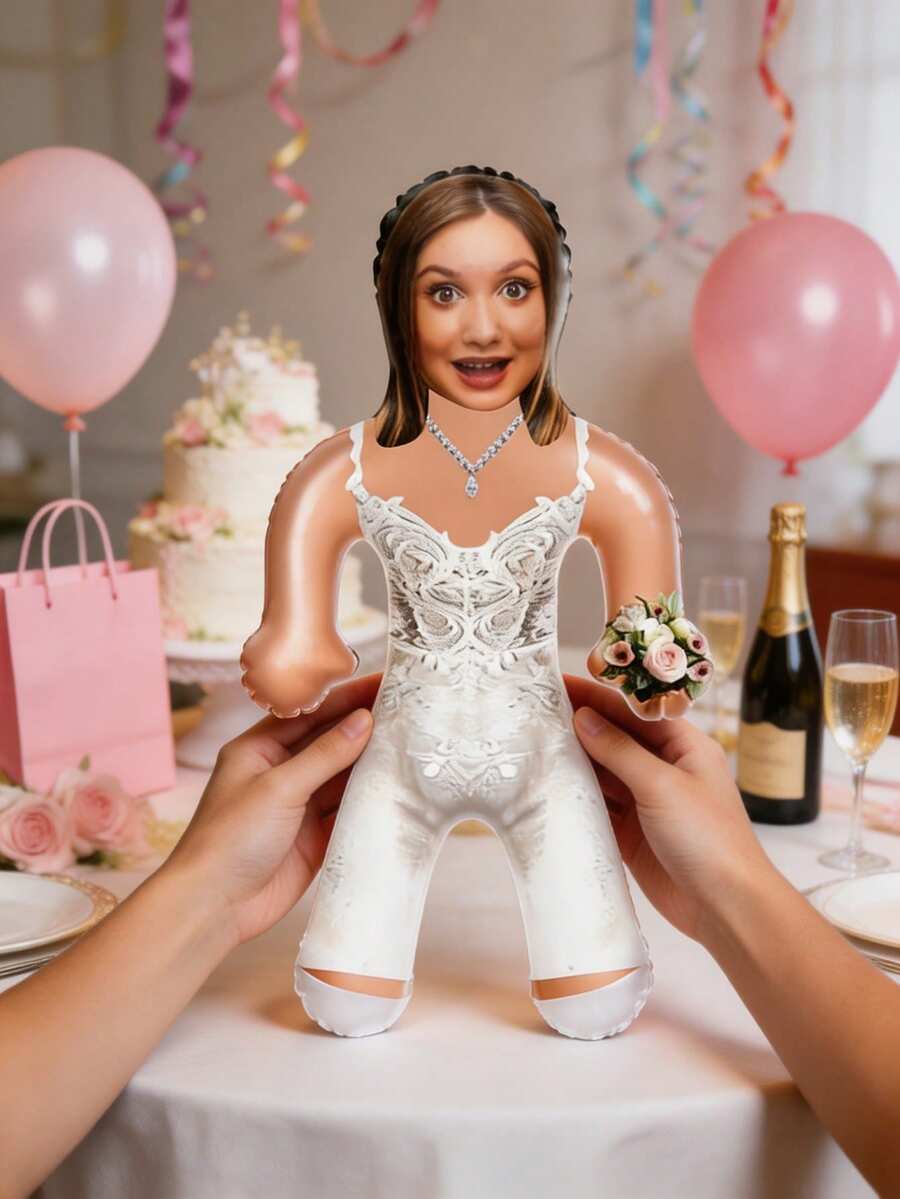 1pc Personalized Wedding Party Inflatable Blow Mold Prop - Customized Photo Wedding Celebration Decoration, Fun Bride & Groom Party Accessory, Suitable For Reception, Engagement Party, Bridal Shower, Anniversary, Special Occasions - Multicolor - View 1