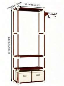 Multi-Tier Freestanding Garment Rack Open Clothes Closet Organizer, Sturdy Storage Shelf With Hanging Rod, Space Saving Clothing Display Stand, For Bedroom, Dorm, Apartment & Laundry Room, Ideal For Home Users & Small Living Spaces - View 8
