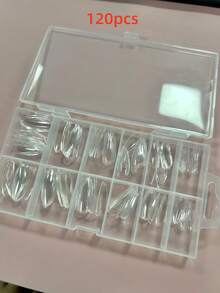 12 Uñas Postizas de Cobertura Completa con Forma de Almendra, Juego de Pegatinas de Arte de Uñas Reutilizables para Salón de Uñas y Uso Doméstico DIY - transparente - Ver 8