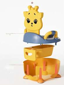 1pc Cute Giraffe Baby Potty Training Seat With Armrests And Backrest, Portable Toddler Toilet Chair With Removable Potty And Cleaning Brush, Unisex - Multicolor - View 4