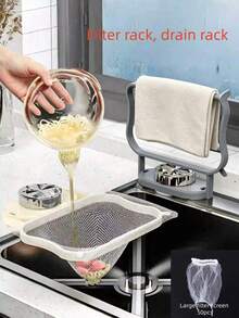 Kitchen Sink Filter Rack, PP Material Suction Cup Drain Rack, Easy Installation, Kitchen Waste Residue Sink Filter Rack No Drilling Foldable Drain Rack, Leftover Food Sink Anti-Clogging, Dishwashing Basin Sink Kitchen Waste Drain Rack, Residue Sink, Filter, Kitchen Supplies, Storage Supplies, Gift For Elders, Halloween, Christmas Gift - View 5