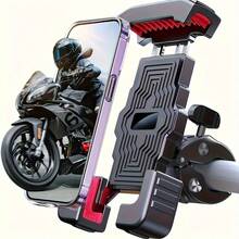 Dudukan Ponsel Motor - Aksesori Stang ABS Tahan Lama dengan Pegangan Merah dan Penjepit yang Dapat Diatur untuk Pemasangan Smartphone yang Aman di Sepeda Motor | Dudukan Ponsel Kokoh | Desain Penjepit yang Dapat Diatur | Dudukan Ponsel Sepeda | Dudukan Ponsel Stang Sepeda Motor dan Sepeda dari Baja Tahan Karat - Pegangan Aman untuk Ponsel 4,7-7 Inci dengan Bantalan Silikon Anti Selip dan Desain Tabung Logam Tahan Lama - MultiWarna - View 7