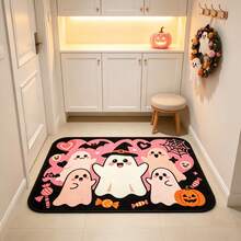Autumn Halloween 3 Ghost Bathroom Mat, Bathroom Rug, Floor Mat, Area Decor Rug, Doormat, Autumn Gift, Faux Cashmere Printed Rug With Bat, Pumpkin, Ghost Pattern, Halloween Gift, All Saints' Day Decor, All Saints' Day Gift, Cute Halloween Welcome Mat, Entryway Rug Suitable For Front Door, Indoor And Outdoor, Ghost Season Decor - Cute Ghost - View 6