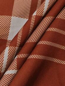 Men's Striped Long Sleeve Single-Breasted Casual Commuter Shirt - Burnt Orange - View 7