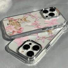 1件金屬透明個性化粉色花朵蝴蝶結鹿圖案手機殼，適用於 iPhone 16 Pro Max/17/16/15/14 Plus/13/12/11 保護殼 Air - 彩色 - 查看 3