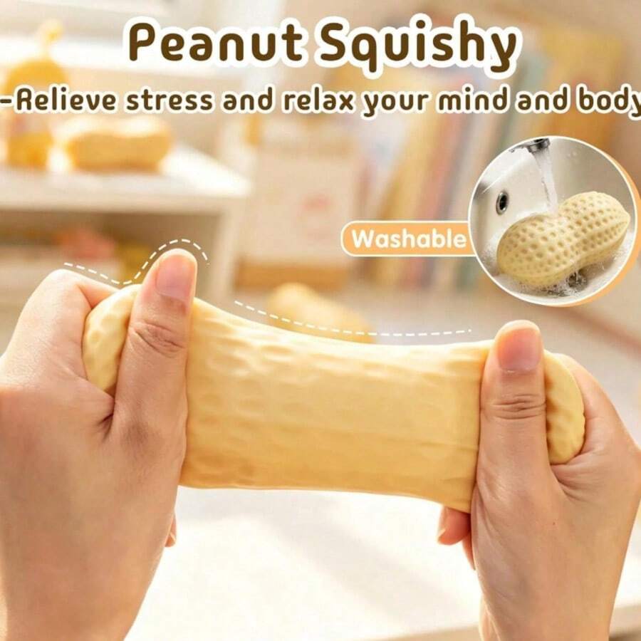 Tachimi 1 pieza Juguete antiestrés suave con forma de cacahuete, juguetes antiestrés con formas creativas, regalos perfectos para cumpleaños, festivales y reuniones familiares, juguete antiestrés de silicona con forma de cacahuete para adultos para aliviar la ansiedad, figuras de anime, juguetes sensoriales - Multicolor - Ver 1