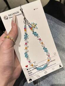1pc Ins Firework Phone Charm, Handmade Beaded Phone Chain, Ornament Camera Anti-Loss Chain, Travel Bag Decoration, Keychain, Apple Pro Bluetooth Earphone Case Lanyard, Women's Holiday Gift - Multicolor - View 1