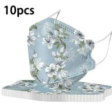 10pcs Women's Elegant Floral Style Face Masks, Breathable Decorative Face Masks, Comfortable Non-Ear-Straining For Daily Wear - Multicolor - View 10