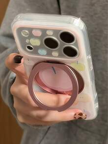 Casing Ponsel Soft Girl Pink Bergaris Warna-warni dengan Stand Putar 360° untuk Apple, Kompatibel dengan iPhone 17/16, Kompatibel dengan Apple 17 Pro Max, 15 Baru, 16 Pro, Casing Lembut Pelindung Penuh untuk Wanita - Berwarna merah muda - View 2