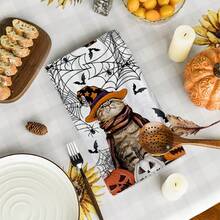 2/4/48pcs Halloween Series Spider Web Witch Cat Pattern Printed Kitchen Towels - Super Soft, Highly Absorbent Polyester Dishcloths And Hand Towels, Perfect For Holiday Decor, Kitchen Decor, Party Decor. - Multicolor - View 11
