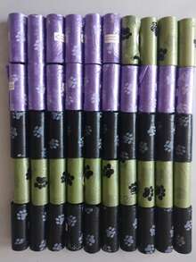 600個/360個 防漏防臭加厚寵物拾便袋 爪印設計 (15個/捲) 易清理聚乙烯材質 狗狗拾便袋 趣味圖案 防漏材質 - 黑色+綠色+紫色 - 查看 10