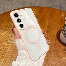 Transparent PC Phone Case, Compatible With Galaxy A17 A07 A56 A26 A36 A37 A57 A16 A55 A25 A35 A15 A27 A05 A06 S26Ultra S25Ultra S24Ultra S23Ultra S22Ultra S25 FE S24 S23 S22 Models, Macaron Color Phone Case, Phone Case, Phone Accessories - Pink - View 3