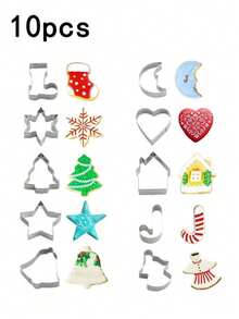 10pcs Christmas Cookie Cutter Set - Mini Party Cookie Cutters, Including Star, Angel, Bell, Snowflake, Christmas Tree And Other Fun Shapes, Perfect For Christmas Gifts And Making Christmas Decorations - View 10