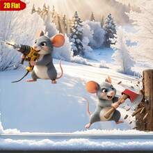 1/3/5pcs Funny Mouse Static Glass Window Cling Sticker, No Glue Removable Decal With Mouse Engage In Sabotage Window Film For Home Living Room Sliding Glass Window Door - Naughty Mouse Window Sticker - View 7